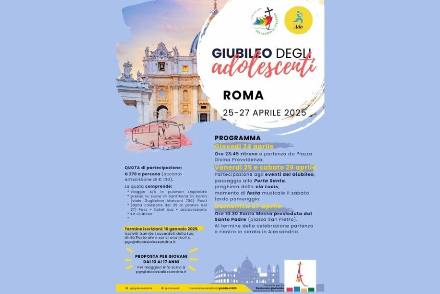 Giubileo degli Adolescenti a Roma dal 25 al 27 aprile 2025