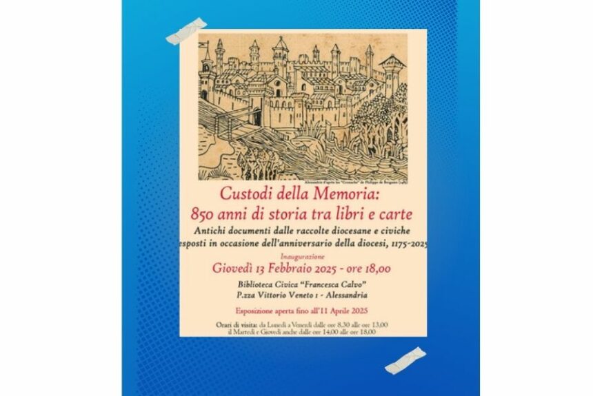 “Custodi della Memoria”. Un viaggio tra libri e documenti per celebrare gli 850 anni della Diocesi di Alessandria