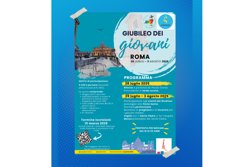 Giubileo dei Giovani (dai 18 ai 35 anni): il pellegrinaggio a Roma dal 28 luglio al 3 agosto