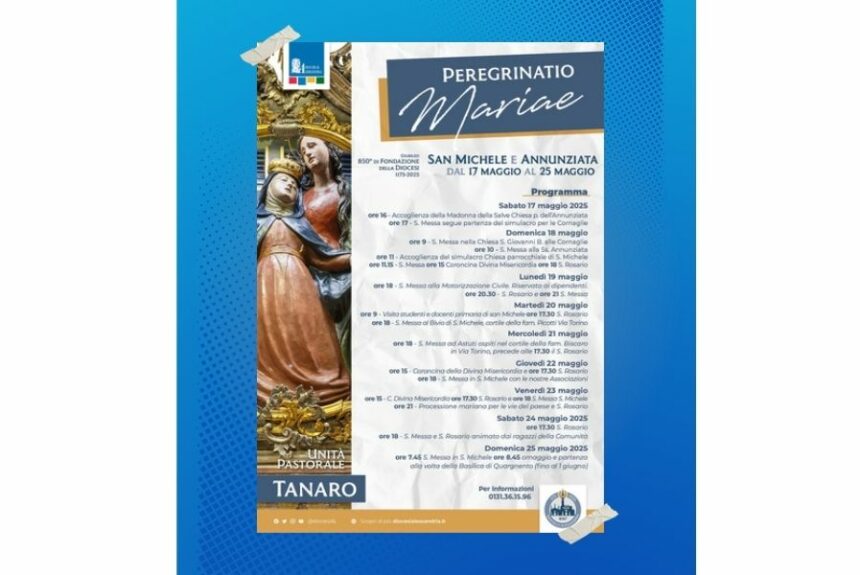 Peregrinatio Mariae 2025: la Madonna della Salve arriva nell’unità pastorale Tanaro