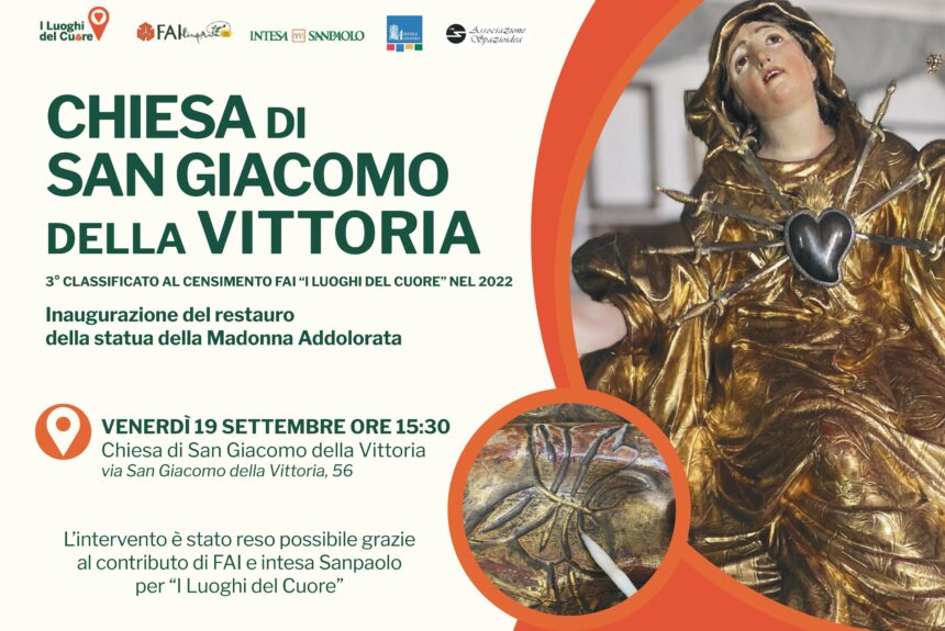 Inaugurazione del restauro della statua della Madonna Addolorata: appuntamento il 19 settembre