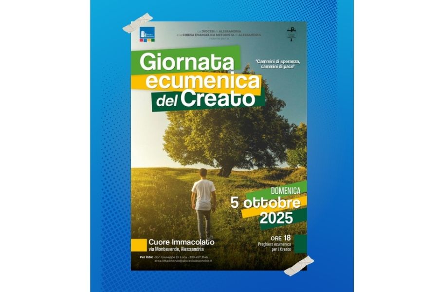 La Diocesi di Alessandria, insieme alla Chiesa Evangelica Metodista di Alessandria, invitano tutta la comunità diocesana domenica 5 ottobre 2025 a vivere insieme la Giornata ecumenica del Creato