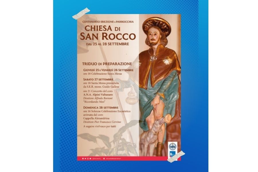 San Rocco: 25 - 28 settembre 2025 i festeggiamenti per il centenario