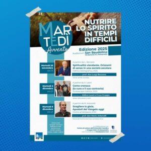 Martedì di Avvento 2025: “Nutrire lo spirito in tempi difficili”, appuntamento all’Auditorium San Baudolino Martedì di Avvento 2025: “Nutrire lo spirito in tempi difficili”, appuntamento all’Auditorium San Baudolino