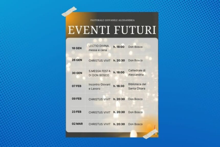 Pastorale giovanile: tutti i prossimi appuntamenti fino a marzo 2026