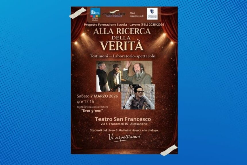 “Alla ricerca della verità”: il laboratorio–spettacolo di sabato 7 marzo al Teatro San Francesco “Alla ricerca della verità”: il laboratorio–spettacolo di sabato 7 marzo al Teatro San Francesco