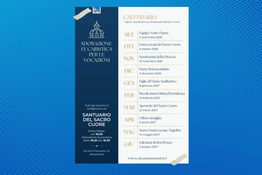 Adorazione eucaristica per le vocazioni: tutti gli appuntamenti al Santuario del Sacro Cuore 
