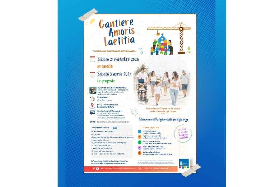 A dieci anni dall’esortazione apostolica “Amoris Laetitia” di papa Francesco, dal 7 al 14 ottobre il Santo Padre Leone XIV ha incontrato i capi delle Chiese orientali e i presidenti delle Conferenze episcopali mondiali con l’intento di procedere, nell’ascolto reciproco, a un discernimento sinodale sui passi da compiere per annunciare oggi il Vangelo alle famiglie. Su questo tema nella nostra diocesi è partito un ciclo di tre incontri che coinvolgerà gli uffici pastorali diocesani.